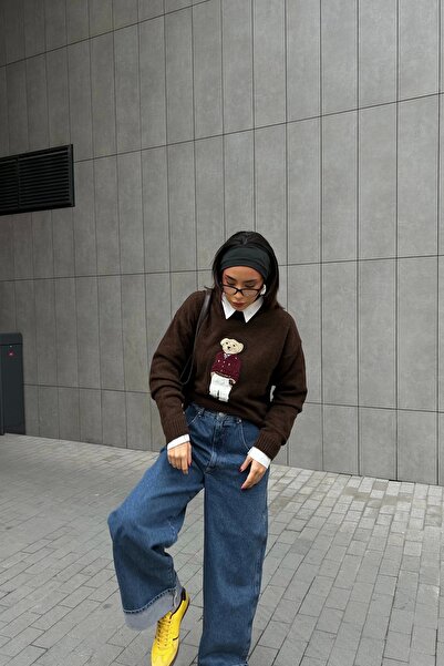 Eka Γυναικείο πουλόβερ καφέ αρκουδάκι 1014-5205