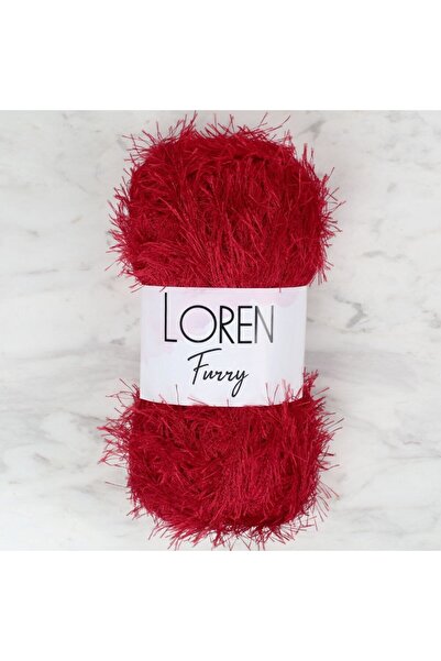 Marsilyan Loren Furry Dark Red Hand Knitting Lanyard - Rf024 - 34052