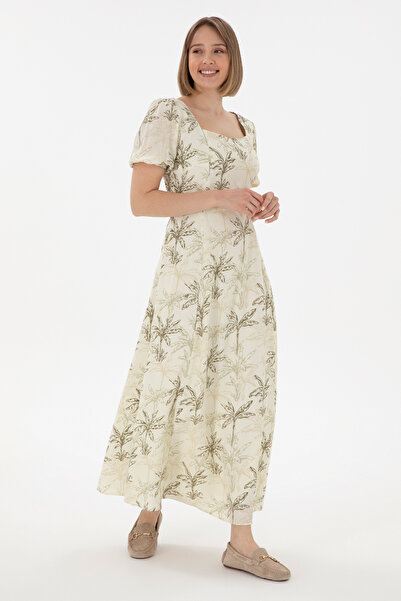 U.S. Polo Assn. Kadın Limon Maxi Boy Dokuma Elbise 50306470-VR035