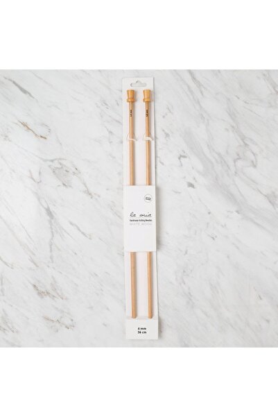 Twin Store لا ميا وايت وود 6 مم 36 سم أسياخ حياكة خشبية