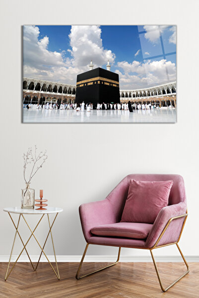 Vitrovelo Kabe Manzarası Kutsal Topraklar Dini İslami Cam Tablo, Darbelere Dayanıklı Kırılmaz Cam, Hediyelik