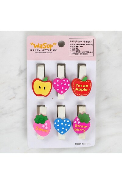 Leyaton مجموعة من 6 مثبتات زخرفية على شكل قلب وفواكه من لورين LWLHM-RSYT34