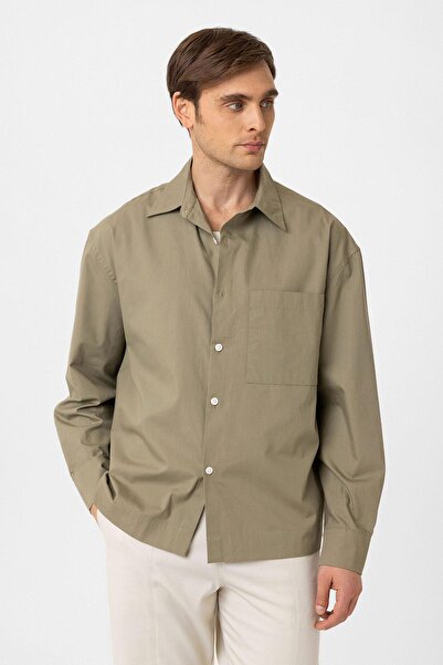 Antioch Khaki Cotton Relaxed Men's Shirt