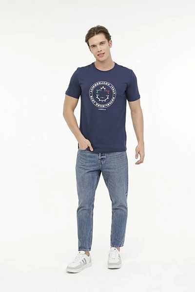lumberjack Ανδρικό μπλουζάκι Renato 11itl414 0 Collar - Navy Blue