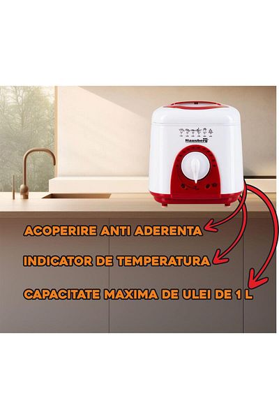 Hausberg Fritéza Hausberg HB 1320 AR, 950 W, 1 l, bílá/červená
