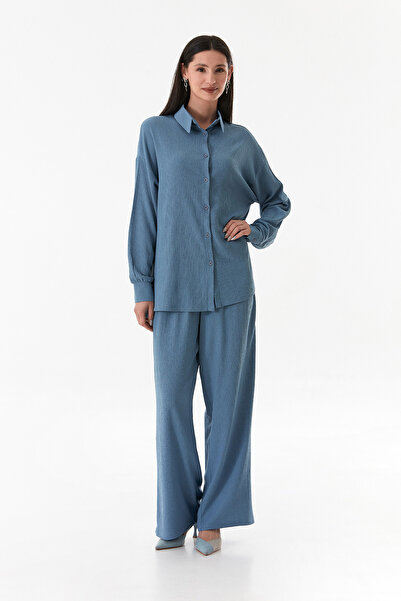 Fulla Moda Set dublu din țesătură înfășurată cu guler de cămașă Fullamodest