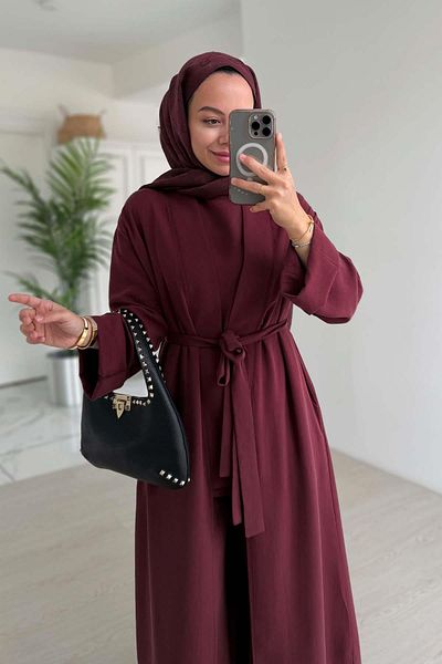 Ka Hijab Triple Set Burgundy Shoes