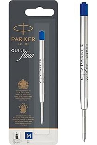 Mu Art Parker 1950371   Quinkflow Ballpoint Pen Refill, Medium Thickness Tip, Blue