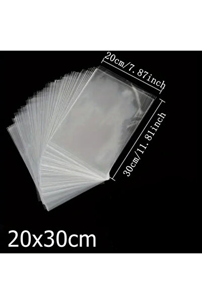 HG AMBALAJ 50 Adet 20x30 Cm Bantsız Şeffaf Opp Jelatin Poşet, Kurabiye Poşeti