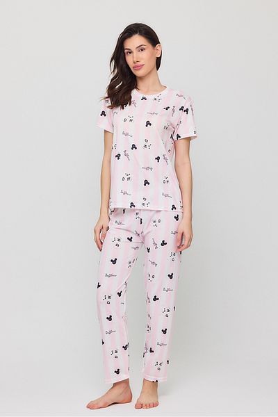MEBA Women's Patterned Short Sleeve Summer Cotton Pajama Set