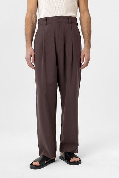 Antioch Brown Pleated Baggy Fit Men's Trousers