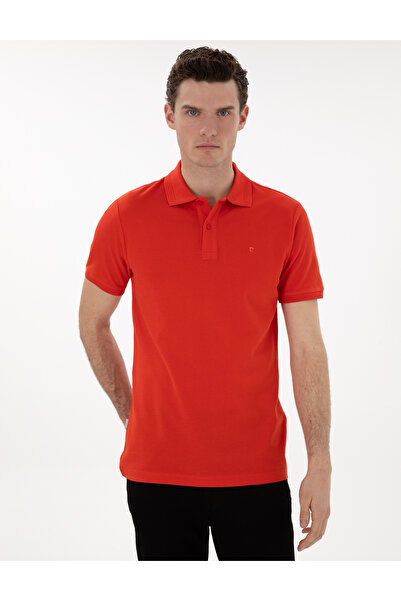 Pierre Cardin Kırmızı Slim Fit Kıvrılmaz Polo Yaka Basic Tişört 50302561-VR030