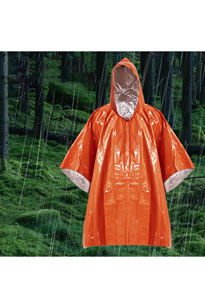 Choice معطف مطر برتقالي للطوارئ مع بطانة بطانية مايلار - بطانيات نجاة للسيارة...