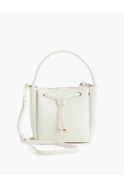 Koton Drawstring Faux Leather Tote Bag with Adjustable Strap