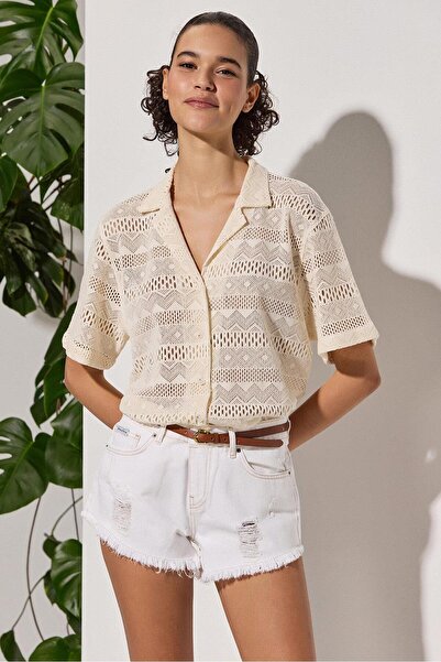 White By Nature Naturel Zigzag Resort Gömlek