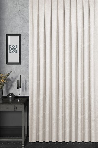 MARİTSA Background Curtain - Jacquard Series Flora Pattern Cream Tight Pleat (1X3) Single Wing Curtain