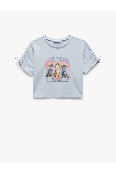 Koton Tricou crop cu mânecă scurtă cu decolteu rotund din bumbac