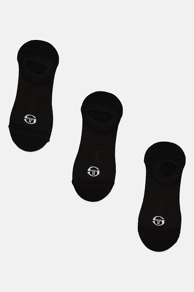 Sergio Tacchini Women 3 Pair Brand Logo Invisible Socks, Black