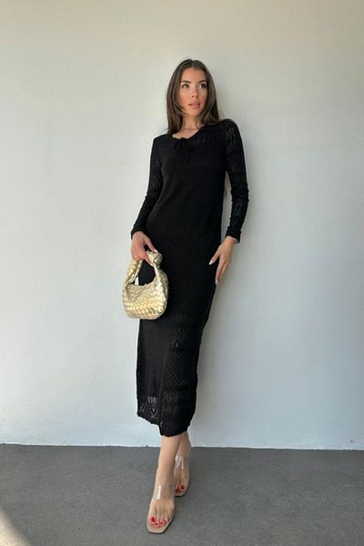 modaserdem Black Lined Knitwear Dress