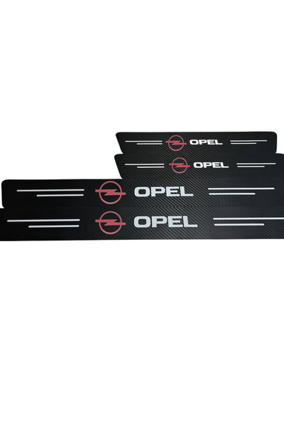 Rukye Shop Opel Logolu Karbon Kapı Eşiği Koruyucu Bant Folyo 4'lü Set