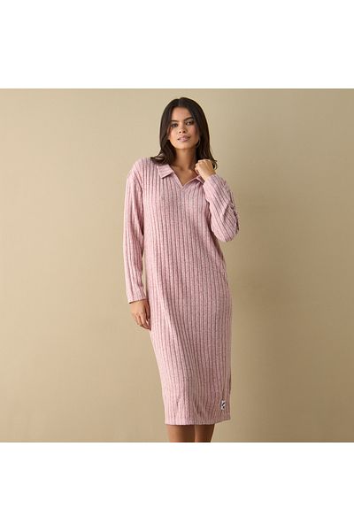 FAV Ribbed Long Sleeves Sleepshirt with Applique Detail