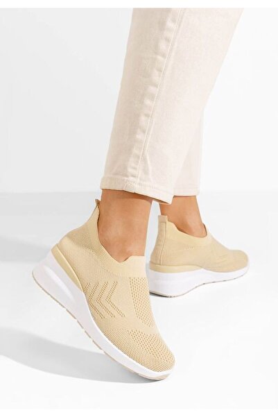 B T Shoes Μπόκα Μπεζ Σνίκερς Πλατφόρμας