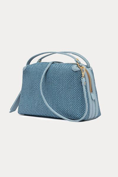GIANNI CHIARINI Alifa Leather Combination Raffia Knitted Handbag