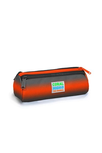 Coral High 22048 Τσάντα μολυβιού τριών διαμερισμάτων για παιδιά σε γκρι πορτοκαλί χρώμα