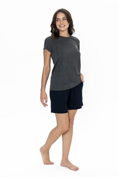 U.S. Polo Assn. U.S Polo Assn 20000 Women's Short Sleeve Bicycle Pajamas Kit Anthracite Melange
