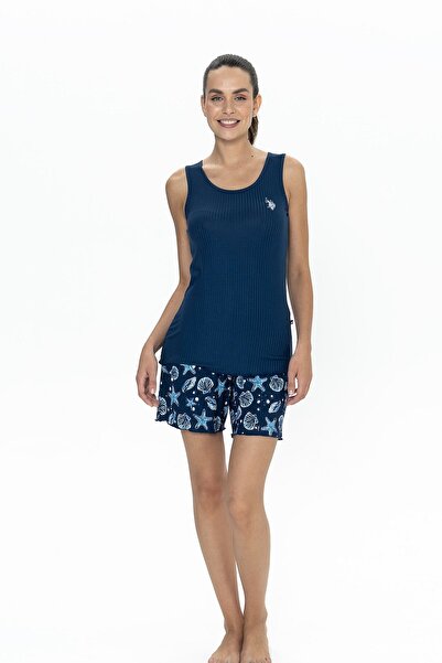 U.S. Polo Assn. U.S. Polo Assn. 20106 Дамски комплект къса пижама с дебели пр...