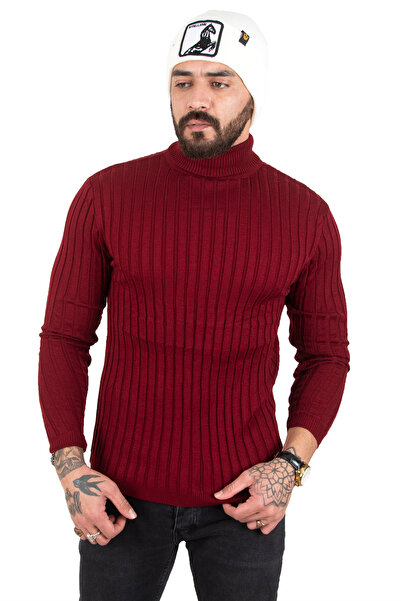 Rizz up Чоловічий бордовий напіврибальський в'язаний светр 2100017