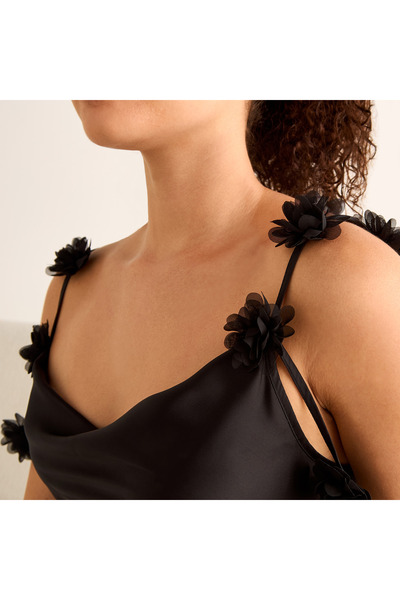 FAV Slip Dress with Floral Accent Straps