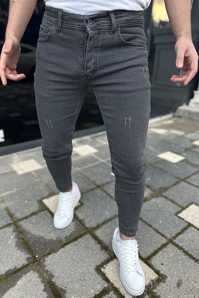 DOPPİO'N DENİM Ανδρικό τζιν Laser Anthracite Slim Fit Lycra