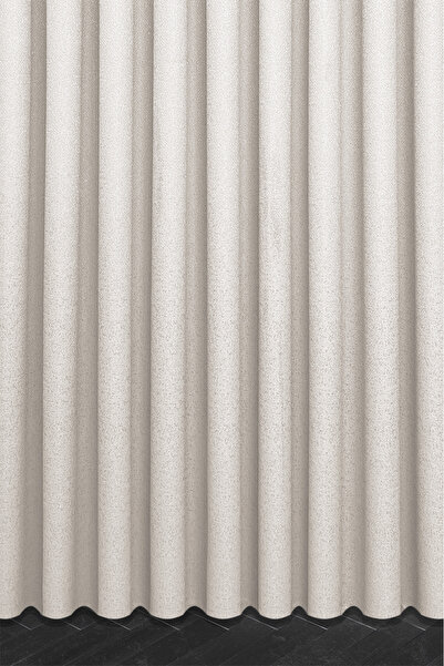 MARİTSA Background Curtain - Jacquard Series Flora Pattern Cream Tight Pleat (1X3) Single Wing Curtain