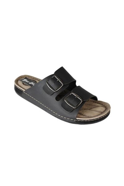 Yaz Kış Ayakkabı Yazkiş Men's Black Double Buckle 46-47 Size Large Size Slippers