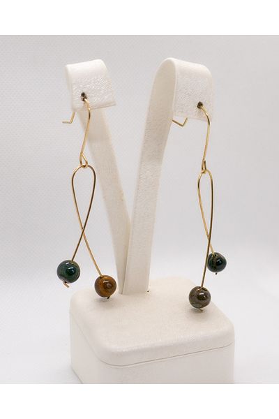 Luna Tiger Eye Natural Stone Earrings