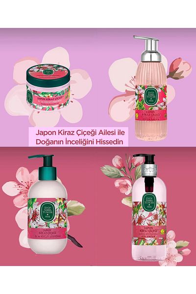 Eyüp Sabri Tuncer Japanese Red Flower Series - 14 Pieces Peelingle, Lotion, Defend, Cuber Defend
