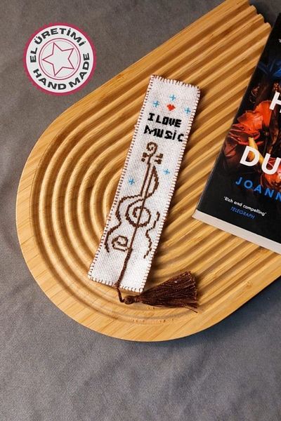 Uretti - Sibel 2453 0718 Handmade Violin Figured Cross Stitch Bookmark