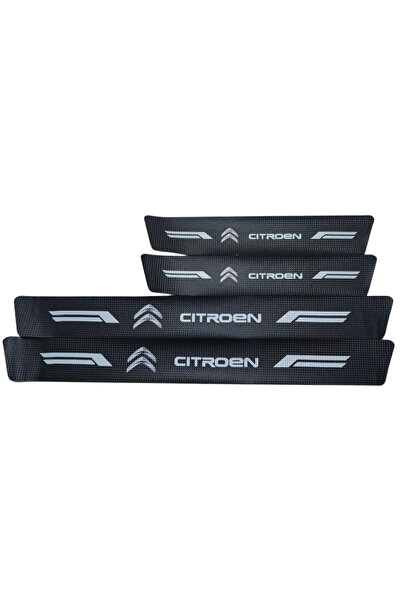 Rukye Shop Citroen Logolu Karbon Kapı Eşiği Koruyucu Bant Folyo 4'lü Set