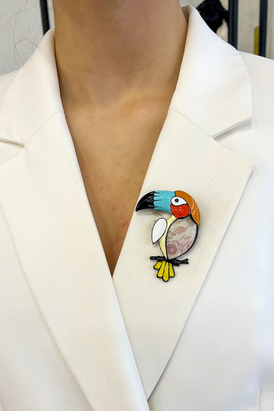 Modex Mineli Renkli Tukan Papağan Broş (5cm)