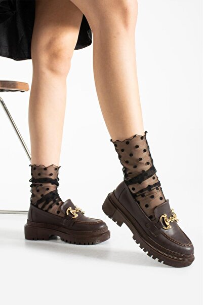 BeBeQ Store Togga Кафе Кожані жіночі лофери з пряжкою