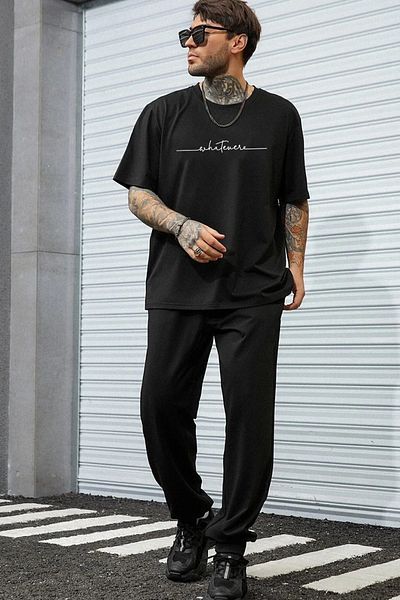 uyguntarz Unisex 2-Piece Whatever Printed Tracksuit Set