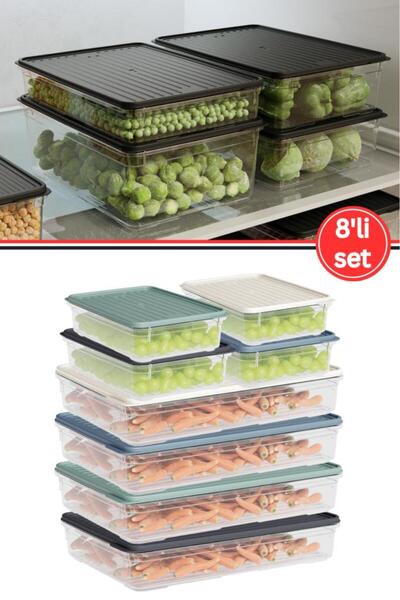 Flora 8'li Buzdolabı Düzenleyici Set, Buzluk Derin Dondurucu Buzdolabı Saklam...