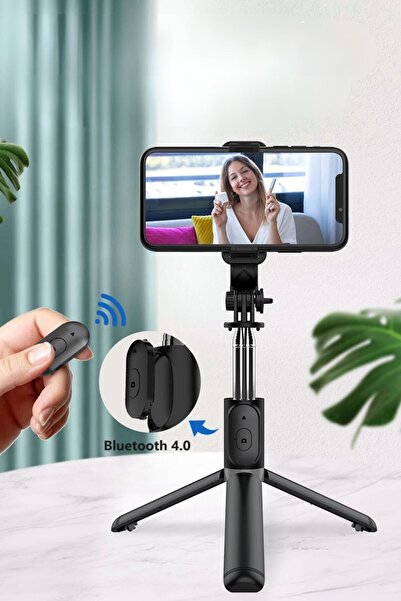 TOYFEST 1 Adet Masaüstü Tripod Olabilen Telefon Tutuculu Kablosuz Kumandalı S...