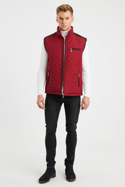 DYNAMO Erkek Bordo Polar Astarlı Rahat Kalıp Kapitone Yelek