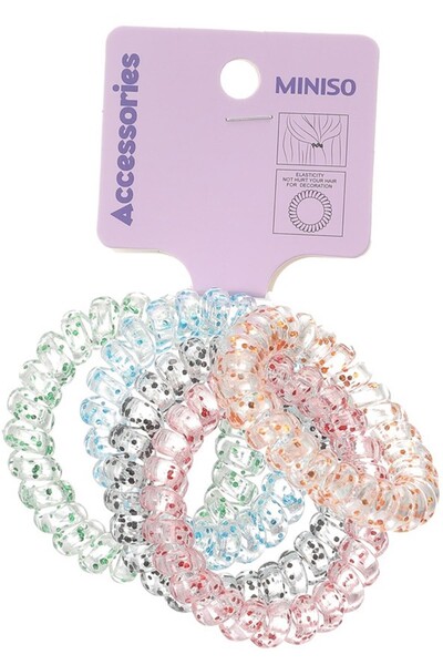 Miniso Spiral Saç Lastiği (5 Adet) - Glitter