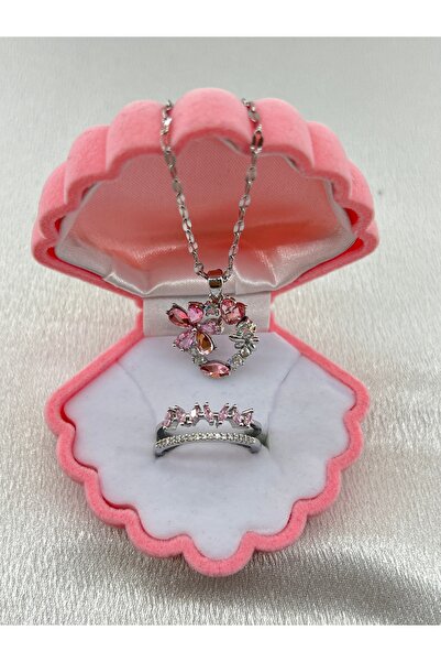 Lavienta Gümüş İkili Çelik Set (Çelik Kolye, VIP Ayarlanabilir Zirkon Yüzük) KUTU ÇEKİM İÇİN KULLANILMIŞTIR