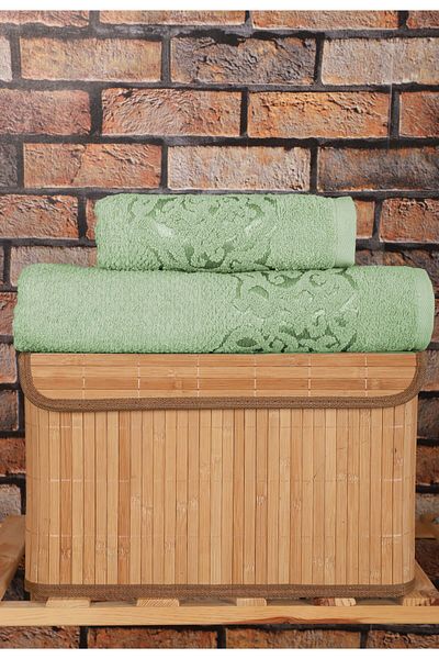 Mira Home 2 Piece Bath Towel Set 100% Cotton Shah Pattern
