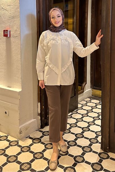 Ovn. Ecru Heart Poplin Shirt