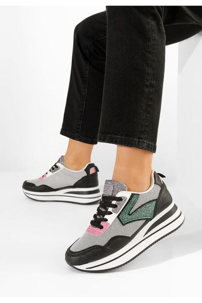 B T Shoes Ταρίκα Μαύρα Σνίκερς Πλατφόρμας